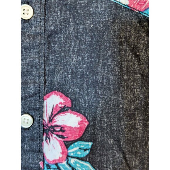 Urban Pipeline Mens Medium Hawaiian Floral Button-Down Short-Sleeve Shirt Cotton - Picture 2 of 6